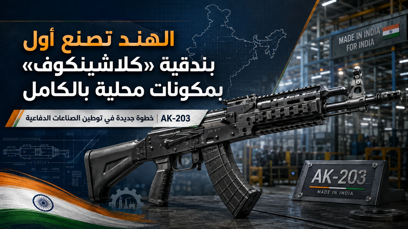 الهند تقلص الاعتماد على الواردات بإنتاج بندقية AK-203 محلياً - صورة مميزة صورة مميزة: الهند تقلص الاعتماد على الواردات بإنتاج بندقية AK-203 محلياً